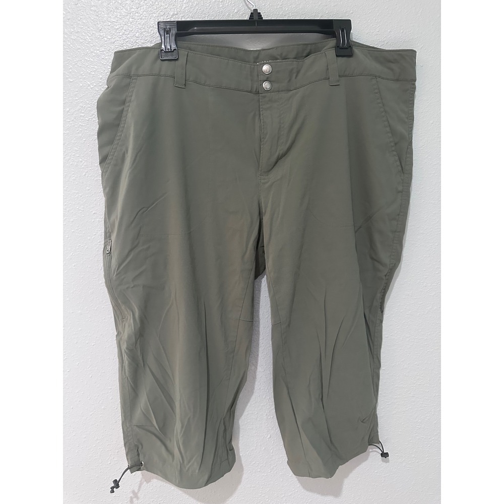 Columbia Omni-Shield Hiking Capris Women 18W Olive Green Outdoor Crop Pants Fair